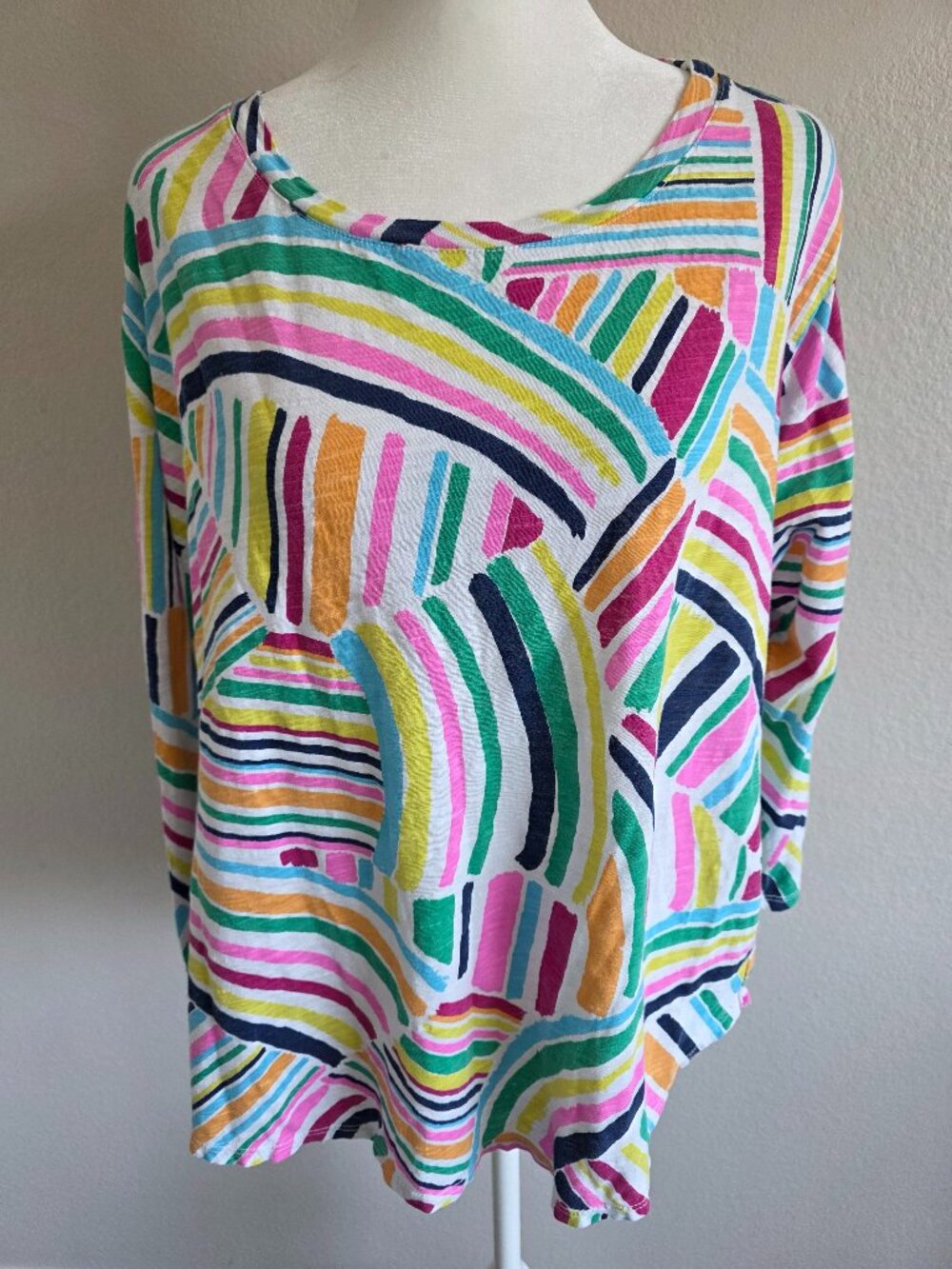 Fresh Produce Slub T-Shirt Tee Top Colorful Artsy Art to Wear Cotton Size L